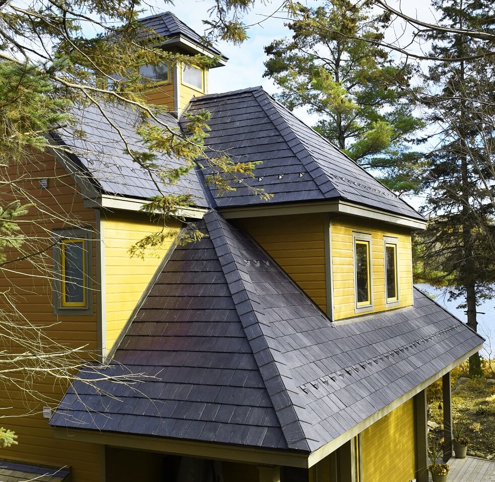 Natural slate is the roofing material with the lowest carbon